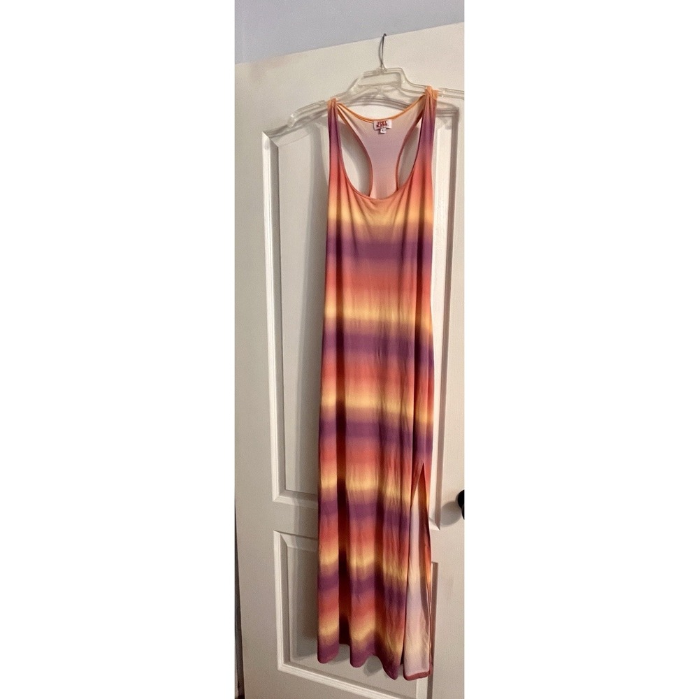 Vintage Retro Y2K 90s Hot kiss Large Maxi Slit Ombré Racerback Boho Slinky Dress